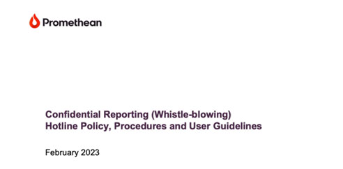 Promethean whistleblowing confidential reporting rules